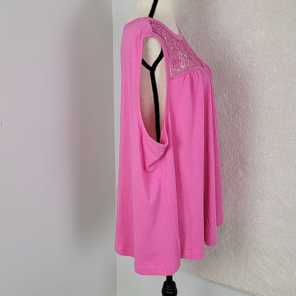 Lane Bryant Pink Pantone Fiji Flower Swing Lace Yoke Tank Top Sz 26/28 NEW - Picture 7 of 13